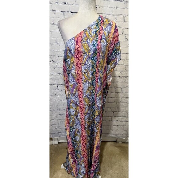 NWT Savanna Jane Women’s Multicolor Animal Print One Shoulder Maxi Dress Size M - Picture 1 of 7